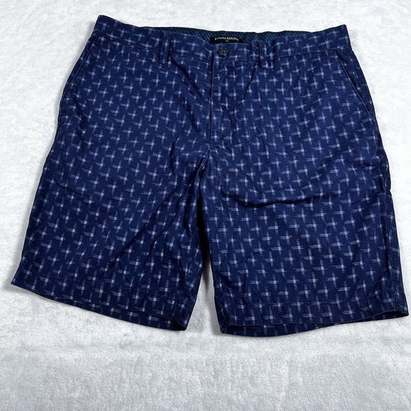 Banana Republic Shorts Mens 34 Blue Plaid Cross Pattern Chino Preppy‎ - Picture 2 of 6
